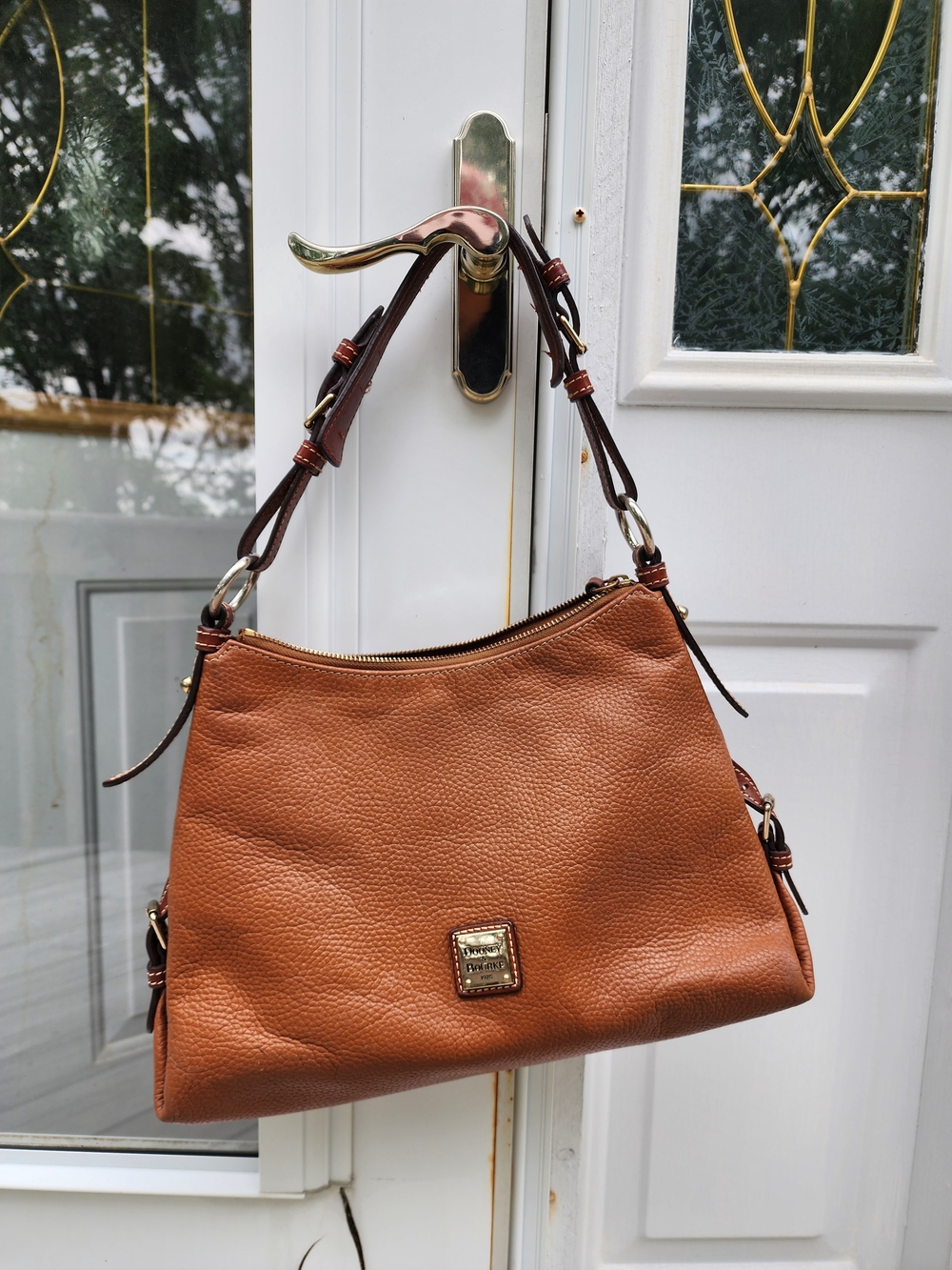 Dooney & Bourke Tan Brown Pebbled Leather Shoulder Bag